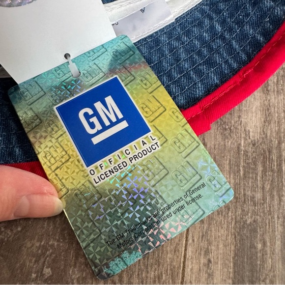 NWT! NASCAR Chevrolet Racing Denim Bucket Hat with Red Trim - Picture 3 of 7